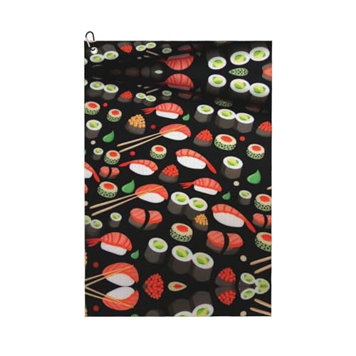 Japanisches Sushi-Garnelen-Druck Golfschläger-Handtuch für Männer & Frauen – tragbar mit Karabinerhaken – perfekt für Sport, Yoga, Fitnessstudio, Strand Japanisches Sushi-Garnelen-Druck Golfschläger-Handtuch für Männer & Frauen – tragbar mit Karabinerhaken – perfekt für Sport, Yoga, Fitnessstudio, Strand von JaoXer
