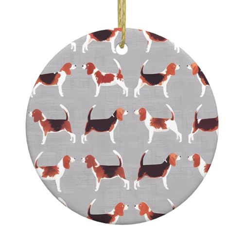 Keramik-Weihnachtsbaumschmuck mit Beagle-Muster, festliche, runde Hängedekoration für Weihnachten, Feiertage, Hochzeiten und mehr Keramik-Weihnachtsbaumschmuck mit Beagle-Muster, festliche, runde Hängedekoration für Weihnachten, Feiertage, Hochzeiten und mehr von JaoXer