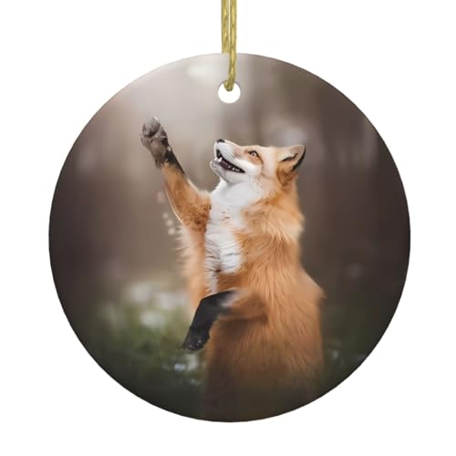 Keramik-Weihnachtsbaumschmuck mit Fuchsmuster, festliche, runde hängende Dekoration für Weihnachten, Feiertage, Hochzeiten und mehr Keramik-Weihnachtsbaumschmuck mit Fuchsmuster, festliche, runde hängende Dekoration für Weihnachten, Feiertage, Hochzeiten und mehr von JaoXer