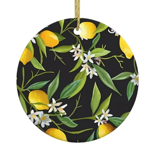 Keramik-Weihnachtsbaumschmuck mit Zitrone und Blume, festliche, runde hängende Dekoration für Weihnachten, Feiertage, Hochzeiten und mehr Keramik-Weihnachtsbaumschmuck mit Zitrone und Blume, festliche, runde hängende Dekoration für Weihnachten, Feiertage, Hochzeiten und mehr von JaoXer