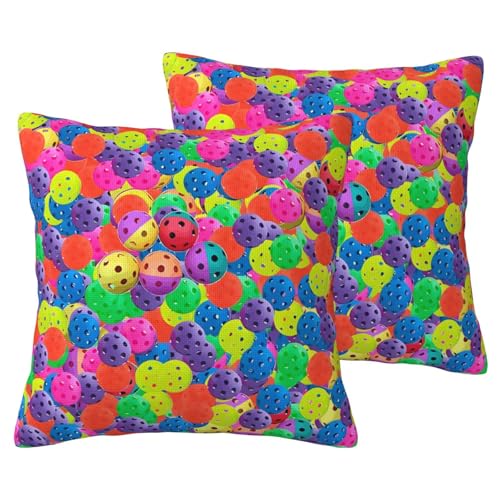 Kissenbezüge aus Leinenimitat, 61 x 61 cm, 2 Stück, weich, atmungsaktiv, gemütlich, bequem, dekorativ, Pickleball-Kugeln, Farbmuster-Druck Kissenbezüge aus Leinenimitat, 61 x 61 cm, 2 Stück, weich, atmungsaktiv, gemütlich, bequem, dekorativ, Pickleball-Kugeln, Farbmuster-Druck von JaoXer