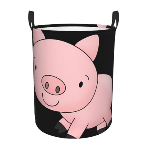 Kleiner runder Wäschekorb – Aufbewahrungskorb mit Schweinchen-Aufdruck und Griffen für Schlafzimmer, Badezimmer und Wohnzimmer Kleiner runder Wäschekorb – Aufbewahrungskorb mit Schweinchen-Aufdruck und Griffen für Schlafzimmer, Badezimmer und Wohnzimmer von JaoXer