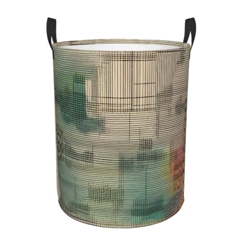 Kleiner runder Wäschekorb – ein Aufbewahrungskorb mit Melodic Tunes Print mit Griffen für Schlafzimmer, Badezimmer und Wohnzimmer Kleiner runder Wäschekorb – ein Aufbewahrungskorb mit Melodic Tunes Print mit Griffen für Schlafzimmer, Badezimmer und Wohnzimmer von JaoXer