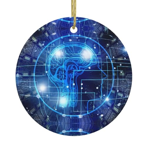 Künstliche Intelligenz Gehirn Keramik Weihnachtsbaum Ornament – festliche, runde hängende Dekoration für Weihnachten, Feiertage, Hochzeiten und mehr Künstliche Intelligenz Gehirn Keramik Weihnachtsbaum Ornament – festliche, runde hängende Dekoration für Weihnachten, Feiertage, Hochzeiten und mehr von JaoXer