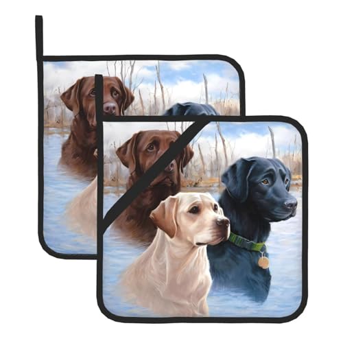 Labrador Retrievers Topflappen-Sets für Küche und Grill, hitzebeständige Hotpads und Topflappen, perfekt zum Backen, Grillen Labrador Retrievers Topflappen-Sets für Küche und Grill, hitzebeständige Hotpads und Topflappen, perfekt zum Backen, Grillen von JaoXer