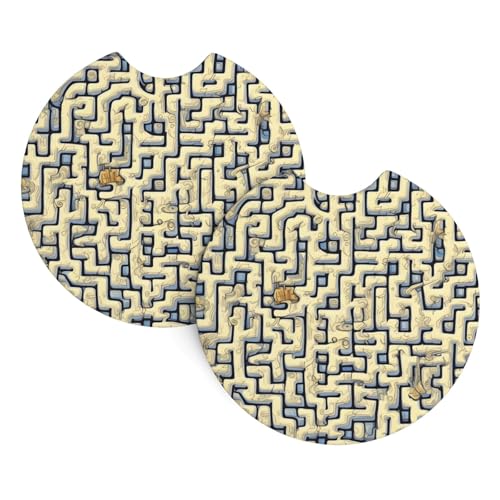 Labyrinth Schatzkarte Druck Auto Innen Getränkehalter Pad - 2 Pack Universal Getränkeuntersetzer für LKW SUV Vans Boote - Auto Geschenk Labyrinth Schatzkarte Druck Auto Innen Getränkehalter Pad - 2 Pack Universal Getränkeuntersetzer für LKW SUV Vans Boote - Auto Geschenk von JaoXer