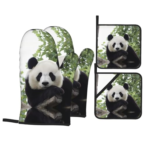 Lovely Panda Ofenhandschuhe und Topflappen-Sets – hitzebeständige Küchenhandschuhe zum Kochen, Backen, Grillen, Isolieren Lovely Panda Ofenhandschuhe und Topflappen-Sets – hitzebeständige Küchenhandschuhe zum Kochen, Backen, Grillen, Isolieren von JaoXer