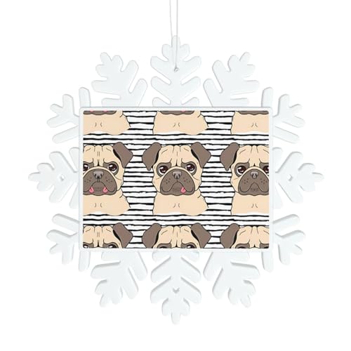 Lustige Schneeflocken-Dekorationen mit Mops-Motiv – Winter Weihnachten zum Aufhängen für Weihnachtsbaum, Urlaub, Hochzeit, Party, Tischdekoration Lustige Schneeflocken-Dekorationen mit Mops-Motiv – Winter Weihnachten zum Aufhängen für Weihnachtsbaum, Urlaub, Hochzeit, Party, Tischdekoration von JaoXer