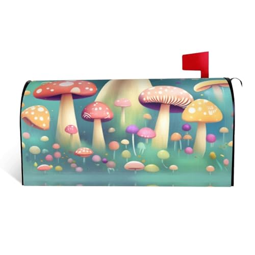 Magnetische Briefkastenabdeckung, Motiv: hübsche kleine Pilze, personalisierbar, reflektierend, 53,3 x 45,7 cm, Briefkasten-Abdeckung für Outdoor-Gartendekoration von JaoXer