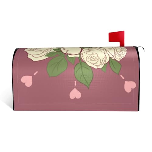 Magnetische Briefkastenabdeckung, Motiv: weiße Rose der Liebe, personalisierbar, reflektierend, 53,3 x 45,7 cm, Briefkastenabdeckung für Outdoor-Gartendekoration von JaoXer