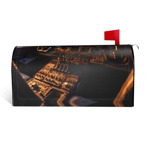 Magnetische Briefkastenabdeckung mit Flugzeug-Cockpit-Druck, personalisierbar, reflektierend, 64,8 x 53,3 cm, Briefkastenabdeckung für Outdoor-Gartendekoration von JaoXer