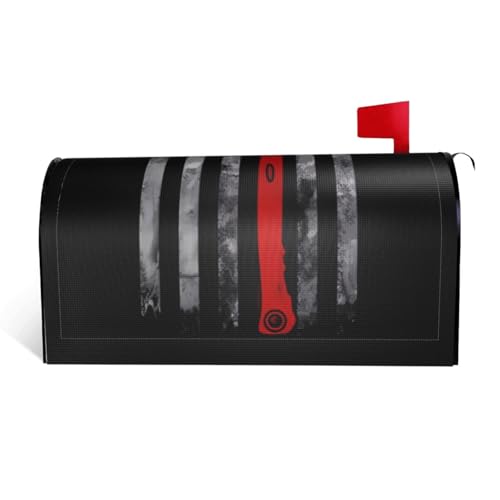 Magnetische Briefkastenabdeckung mit roter Linie, personalisierbar, reflektierend, 64,8 x 53,3 cm, Briefkastenabdeckung für Outdoor-Gartendekoration von JaoXer