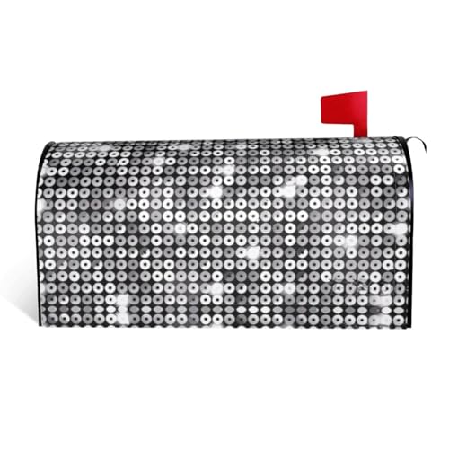 Magnetische Briefkastenabdeckung mit silbernem Pailletten-Muster, personalisierbar, reflektierend, 64,8 x 53,3 cm, Briefkastenabdeckung für Outdoor-Gartendekoration von JaoXer