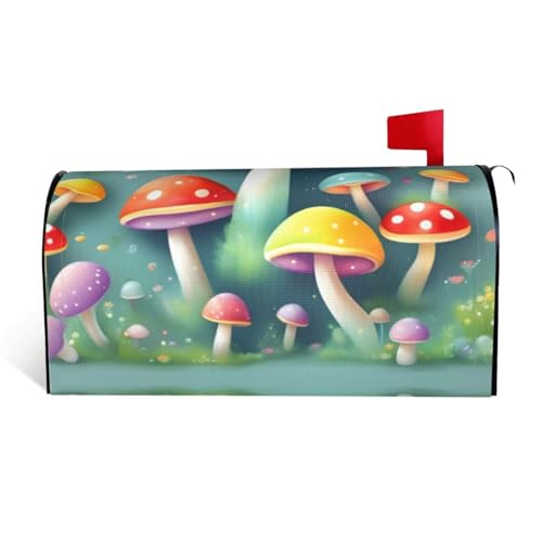 Magnetische Briefkastenabdeckung mit süßem farbigen Pilzdruck, personalisierbar, reflektierend, 53,3 x 45,7 cm, Briefkasten-Abdeckung für Outdoor-Gartendekoration von JaoXer