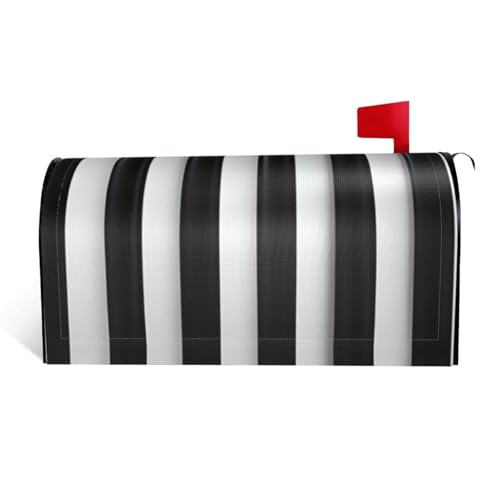 Magnetischer Briefkastendeckel mit schwarz-weißem Streifendruck, personalisierbar, reflektierend, 64,8 x 53,3 cm, Briefkastenabdeckung für Outdoor-Gartendekoration von JaoXer