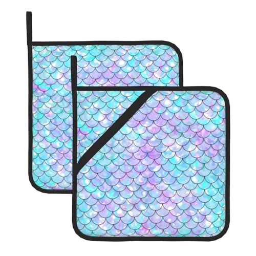 Meerjungfrauen-Topflappen-Sets für Küche und Grill, hitzebeständige Hotpads und Topflappen, perfekt zum Backen, Grillen Meerjungfrauen-Topflappen-Sets für Küche und Grill, hitzebeständige Hotpads und Topflappen, perfekt zum Backen, Grillen von JaoXer