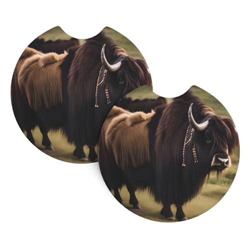 Mighty Highland Yak Print Car Interior Cup Holder Pad - 2 Pack Universal Drink Coasters for Trucks SUVs Vans Boats - Car Gift Mighty Highland Yak Print Car Interior Cup Holder Pad - 2 Pack Universal Drink Coasters for Trucks SUVs Vans Boats - Car Gift von JaoXer