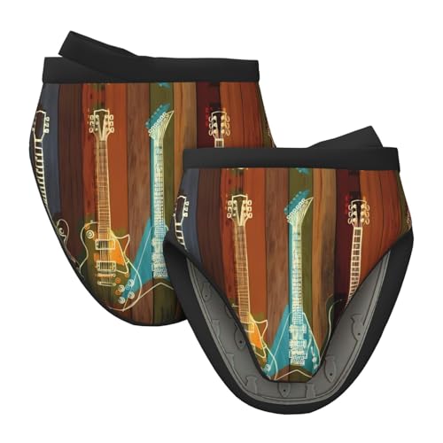 Mini-Silikon-Ofenhandschuhe, Topflappen-Set, Gitarren-Kunstdruck, hitzebeständig, ideal zum Backen, Kochen und Camping, 2 Stück Mini-Silikon-Ofenhandschuhe, Topflappen-Set, Gitarren-Kunstdruck, hitzebeständig, ideal zum Backen, Kochen und Camping, 2 Stück von JaoXer