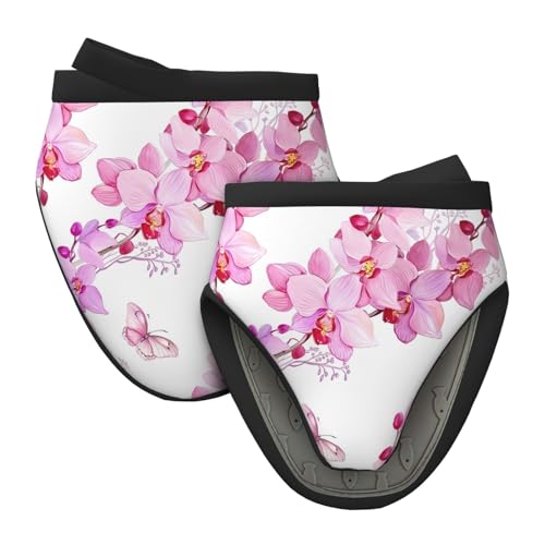 Mini-Silikon-Ofenhandschuhe, Topflappen-Set, rosa Blumen und Schmetterlinge, hitzebeständig, ideal zum Backen, Kochen und Camping, 2 Stück von JaoXer
