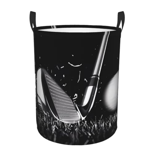 Mittelgroßer runder Wäschekorb – Aufbewahrungskorb mit Golf-Druck, mit Griffen, für Schlafzimmer, Badezimmer und Wohnzimmer Mittelgroßer runder Wäschekorb – Aufbewahrungskorb mit Golf-Druck, mit Griffen, für Schlafzimmer, Badezimmer und Wohnzimmer von JaoXer