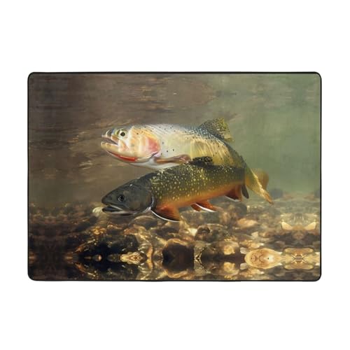 Moderner Brook Teppich zum Fliegenfischen, 203,2 x 147,3 cm, weicher Teppich für Wohnzimmer, Büro, Couchtisch, Balkon, verschleißfest Moderner Brook Teppich zum Fliegenfischen, 203,2 x 147,3 cm, weicher Teppich für Wohnzimmer, Büro, Couchtisch, Balkon, verschleißfest von JaoXer