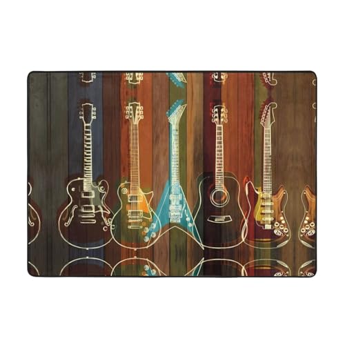 Moderner Gitarren-Kunstdruck-Teppich, 203,2 x 147,3 cm, weicher Teppich für Wohnzimmer, Büro, Couchtisch, Balkon, verschleißfest von JaoXer