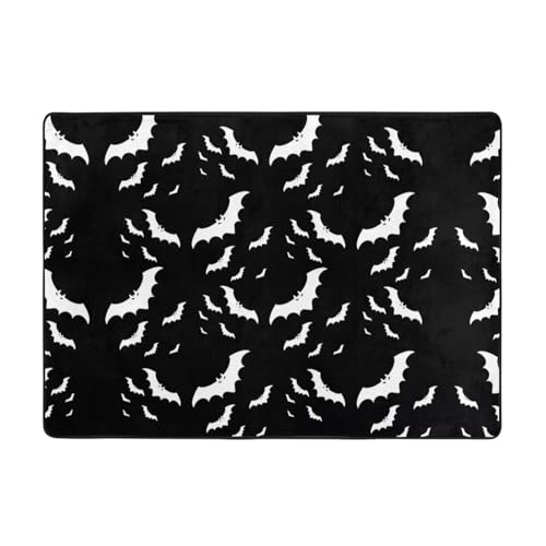 Moderner Halloween-Teppich mit fliegenden Fledermäusen, 203,2 x 147,3 cm, weicher Teppich für Wohnzimmer, Büro, Couchtisch, Balkon, verschleißfest Moderner Halloween-Teppich mit fliegenden Fledermäusen, 203,2 x 147,3 cm, weicher Teppich für Wohnzimmer, Büro, Couchtisch, Balkon, verschleißfest von JaoXer