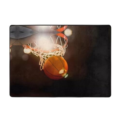 Moderner Nacht-Basketball-Teppich, 203,2 x 147,3 cm, weicher Teppich für Wohnzimmer, Büro, Couchtisch, Balkon, verschleißfest Moderner Nacht-Basketball-Teppich, 203,2 x 147,3 cm, weicher Teppich für Wohnzimmer, Büro, Couchtisch, Balkon, verschleißfest von JaoXer