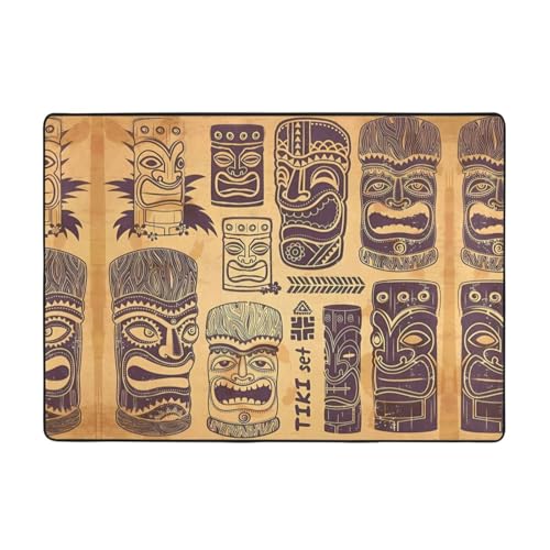 Moderner Teppich mit Aloha-Tiki-Muster, 203,2 x 147,3 cm, weicher Teppich für Wohnzimmer, Büro, Couchtisch, Balkon, verschleißfest Moderner Teppich mit Aloha-Tiki-Muster, 203,2 x 147,3 cm, weicher Teppich für Wohnzimmer, Büro, Couchtisch, Balkon, verschleißfest von JaoXer