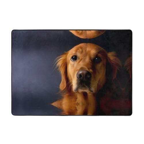 Moderner Teppich mit Golden Retriever-Druck, 203,2 x 147,3 cm, weicher Teppich für Wohnzimmer, Büro, Couchtisch, Balkon, verschleißfest Moderner Teppich mit Golden Retriever-Druck, 203,2 x 147,3 cm, weicher Teppich für Wohnzimmer, Büro, Couchtisch, Balkon, verschleißfest von JaoXer