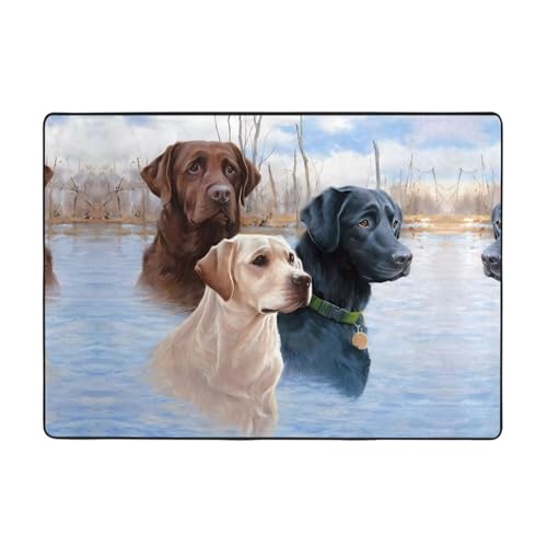 Moderner Teppich mit Labrador-Retriever-Druck, 203,2 x 147,3 cm, weicher Teppich für Wohnzimmer, Büro, Couchtisch, Balkon, verschleißfest Moderner Teppich mit Labrador-Retriever-Druck, 203,2 x 147,3 cm, weicher Teppich für Wohnzimmer, Büro, Couchtisch, Balkon, verschleißfest von JaoXer