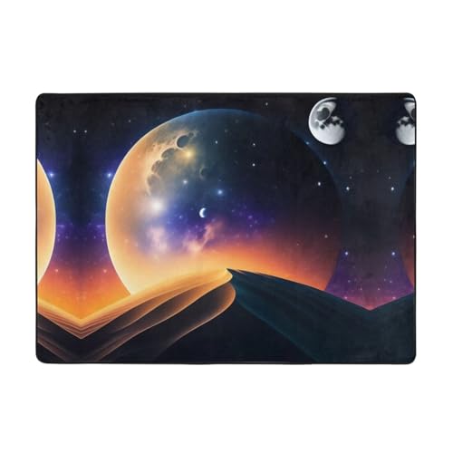Moderner Teppich mit Mond-Patte-Druck, 203,2 x 147,3 cm, weicher Teppich für Wohnzimmer, Büro, Couchtisch, Balkon, verschleißfest Moderner Teppich mit Mond-Patte-Druck, 203,2 x 147,3 cm, weicher Teppich für Wohnzimmer, Büro, Couchtisch, Balkon, verschleißfest von JaoXer