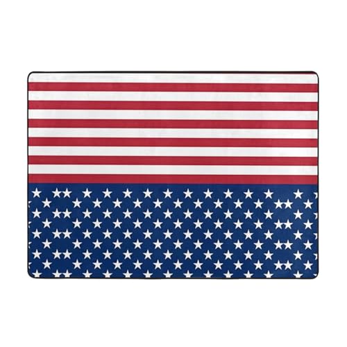 Moderner Teppich mit amerikanischer Flagge, Sterne, Streifen, 203,2 x 147,3 cm, weicher Teppich für Wohnzimmer, Büro, Couchtisch, Balkon, verschleißfest Moderner Teppich mit amerikanischer Flagge, Sterne, Streifen, 203,2 x 147,3 cm, weicher Teppich für Wohnzimmer, Büro, Couchtisch, Balkon, verschleißfest von JaoXer