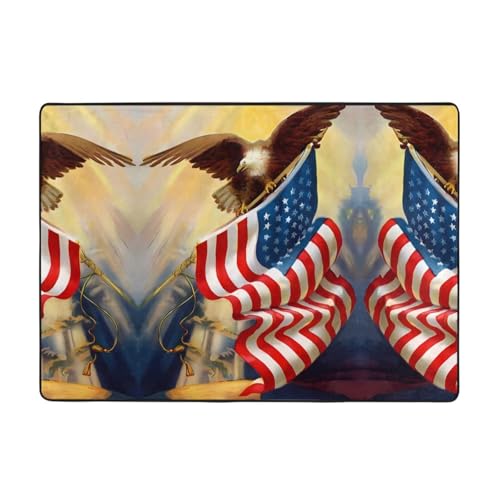 Moderner Teppich mit amerikanischer USA-Flagge, Adler, Kunstdruck, 203,2 x 147,3 cm, weicher Teppich für Wohnzimmer, Büro, Couchtisch, Balkon, verschleißfest Moderner Teppich mit amerikanischer USA-Flagge, Adler, Kunstdruck, 203,2 x 147,3 cm, weicher Teppich für Wohnzimmer, Büro, Couchtisch, Balkon, verschleißfest von JaoXer