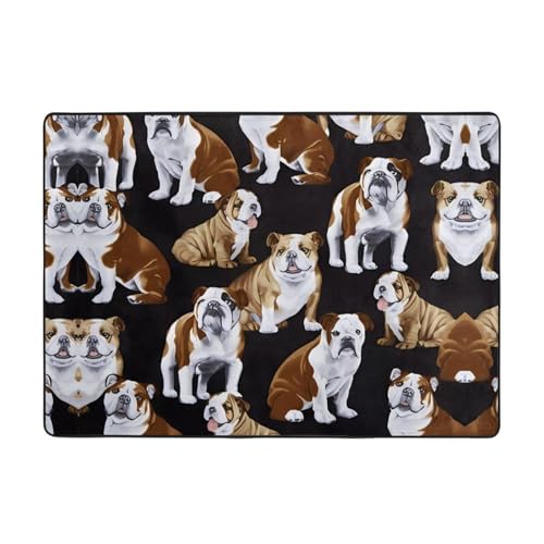 Moderner Teppich mit englischer Bulldogge, 203,2 x 147,3 cm, weicher Teppich für Wohnzimmer, Büro, Couchtisch, Balkon, verschleißfest Moderner Teppich mit englischer Bulldogge, 203,2 x 147,3 cm, weicher Teppich für Wohnzimmer, Büro, Couchtisch, Balkon, verschleißfest von JaoXer