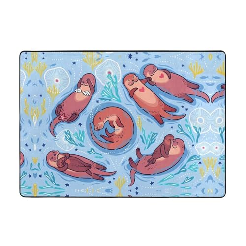 Moderner Teppich mit süßem braunem Ottermuster, 203,2 x 147,3 cm, weicher Teppich für Wohnzimmer, Büro, Couchtisch, Balkon, verschleißfest Moderner Teppich mit süßem braunem Ottermuster, 203,2 x 147,3 cm, weicher Teppich für Wohnzimmer, Büro, Couchtisch, Balkon, verschleißfest von JaoXer