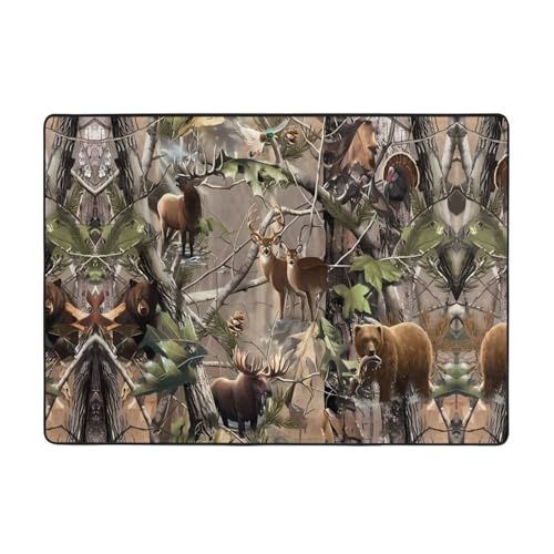 Moderner Wildtier-Teppich für die Jagd, Hirsch, Bär, Elch, Druck, 203,2 x 147,3 cm, weicher Teppich für Wohnzimmer, Büro, Couchtisch, Balkon, verschleißfest Moderner Wildtier-Teppich für die Jagd, Hirsch, Bär, Elch, Druck, 203,2 x 147,3 cm, weicher Teppich für Wohnzimmer, Büro, Couchtisch, Balkon, verschleißfest von JaoXer