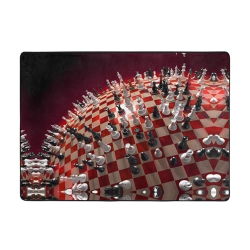 Moderner internationaler Teppich mit Schachmuster, 203,2 x 147,3 cm, weicher Teppich für Wohnzimmer, Büro, Couchtisch, Balkon, verschleißfest Moderner internationaler Teppich mit Schachmuster, 203,2 x 147,3 cm, weicher Teppich für Wohnzimmer, Büro, Couchtisch, Balkon, verschleißfest von JaoXer