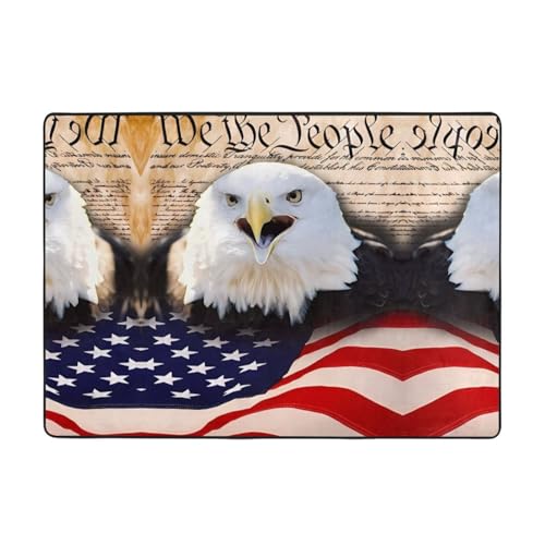 Moderner patriotischer Weißkopfseeadler mit amerikanischer Flagge, 203,2 x 147,3 cm, weicher Teppich für Wohnzimmer, Büro, Couchtisch, Balkon, verschleißfest Moderner patriotischer Weißkopfseeadler mit amerikanischer Flagge, 203,2 x 147,3 cm, weicher Teppich für Wohnzimmer, Büro, Couchtisch, Balkon, verschleißfest von JaoXer