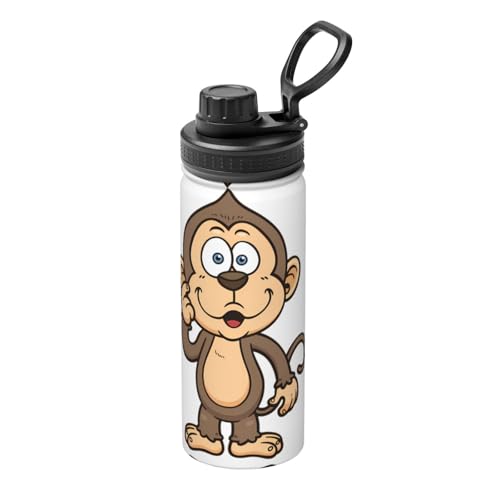 Monkey Isolierter Sportwasserkocher, doppelwandige Thermoskanne für heiße und kalte Getränke, 530 ml, perfekt für Reisen, Camping Monkey Isolierter Sportwasserkocher, doppelwandige Thermoskanne für heiße und kalte Getränke, 530 ml, perfekt für Reisen, Camping von JaoXer