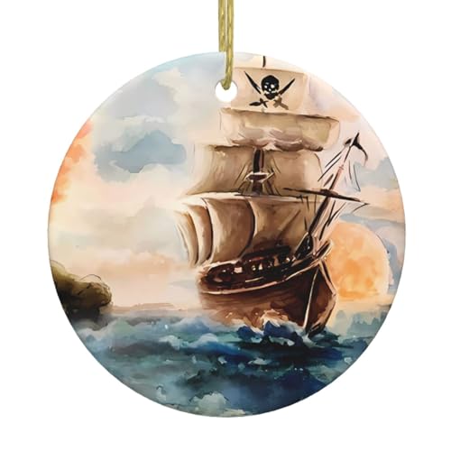Nautisches Segelboot-Weihnachtsbaum-Ornament aus Keramik, festliche, runde hängende Dekoration für Weihnachten, Feiertage, Hochzeiten und mehr Nautisches Segelboot-Weihnachtsbaum-Ornament aus Keramik, festliche, runde hängende Dekoration für Weihnachten, Feiertage, Hochzeiten und mehr von JaoXer