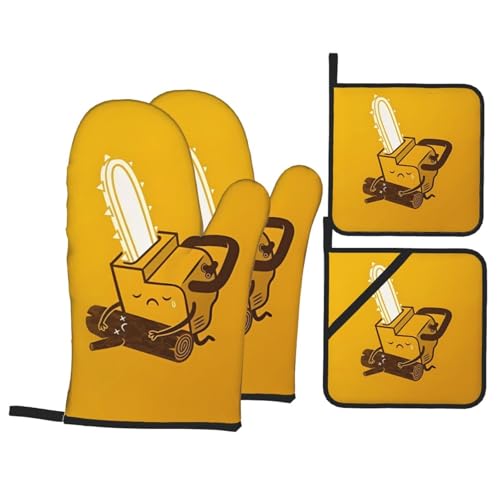 Niedliche Ofenhandschuhe und Topflappen-Sets mit weinenden Kettensägen – hitzebeständige Küchenhandschuhe zum Kochen, Backen, Grillen, Isolieren Niedliche Ofenhandschuhe und Topflappen-Sets mit weinenden Kettensägen – hitzebeständige Küchenhandschuhe zum Kochen, Backen, Grillen, Isolieren von JaoXer