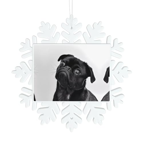 Niedliche schwarze Mops-Hunde-Schneeflocken-Dekorationen – Winter Weihnachten hängen für Weihnachtsbaum, Urlaub, Hochzeit, Party, Schilder, Tischdekoration Niedliche schwarze Mops-Hunde-Schneeflocken-Dekorationen – Winter Weihnachten hängen für Weihnachtsbaum, Urlaub, Hochzeit, Party, Schilder, Tischdekoration von JaoXer