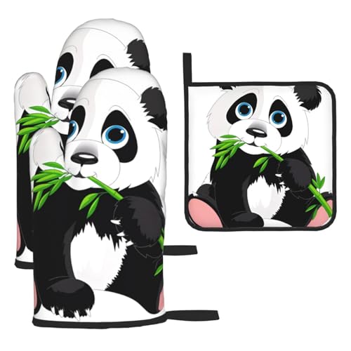 Niedliches Panda-Ofenhandschuh-Set, 3-teilig, hitzebeständig, perfekt zum Backen, Grillen und Mikrowellenofen Niedliches Panda-Ofenhandschuh-Set, 3-teilig, hitzebeständig, perfekt zum Backen, Grillen und Mikrowellenofen von JaoXer