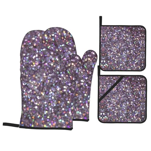Ofenhandschuhe und Topflappen mit Paillettenmuster, hitzebeständige Küchenhandschuhe, Kochen, Backen, Grillen, Isolierung Ofenhandschuhe und Topflappen mit Paillettenmuster, hitzebeständige Küchenhandschuhe, Kochen, Backen, Grillen, Isolierung von JaoXer