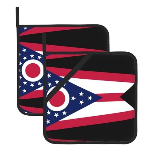 Ohio Topflappen-Sets mit Staatsflagge – hitzebeständige Topflappen, Küchenofenhandschuhe zum Backen, Grillen und für die Mikrowelle Ohio Topflappen-Sets mit Staatsflagge – hitzebeständige Topflappen, Küchenofenhandschuhe zum Backen, Grillen und für die Mikrowelle von JaoXer