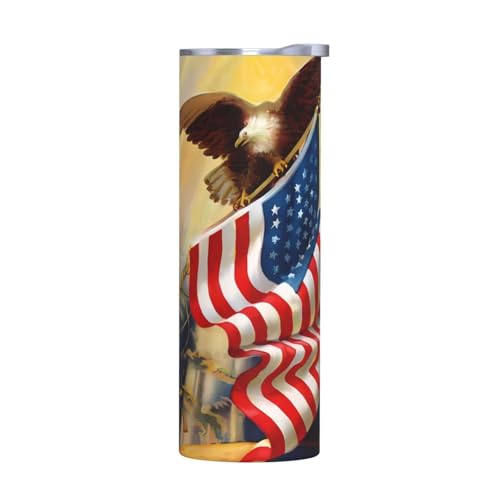 Ohne Zubehör Edelstahlbecher mit Deckel, 590 ml, Motiv: Amerikanische USA-Flagge, Adler, Kunstdruck, isolierte Wasserflasche, perfekt für Sport, Büro und Zuhause Ohne Zubehör Edelstahlbecher mit Deckel, 590 ml, Motiv: Amerikanische USA-Flagge, Adler, Kunstdruck, isolierte Wasserflasche, perfekt für Sport, Büro und Zuhause von JaoXer