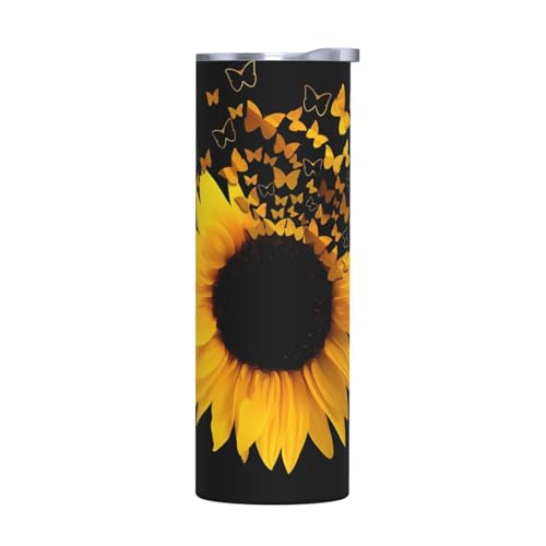 Ohne Zubehör Edelstahlbecher mit Deckel, 590 ml, Sonnenblumen, Blumen, Schmetterlinge, Kunstdruck, isolierte Wasserflasche, perfekt für Sport, Büro und Zuhause Ohne Zubehör Edelstahlbecher mit Deckel, 590 ml, Sonnenblumen, Blumen, Schmetterlinge, Kunstdruck, isolierte Wasserflasche, perfekt für Sport, Büro und Zuhause von JaoXer