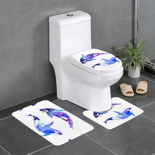 Orca Killer Whale 3-teiliges Badezimmerteppich-Set – WC-Bodenteppich, Badewanne, Dusche, waschbare Matten – bequeme und langlebige Badteppiche Orca Killer Whale 3-teiliges Badezimmerteppich-Set – WC-Bodenteppich, Badewanne, Dusche, waschbare Matten – bequeme und langlebige Badteppiche von JaoXer
