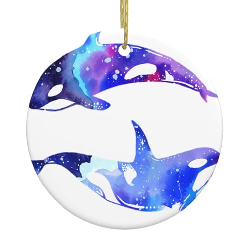 Orca Killerwal Keramik Weihnachtsbaum Ornament – festliche, runde hängende Dekoration für Weihnachten, Feiertage, Hochzeiten und mehr Orca Killerwal Keramik Weihnachtsbaum Ornament – festliche, runde hängende Dekoration für Weihnachten, Feiertage, Hochzeiten und mehr von JaoXer